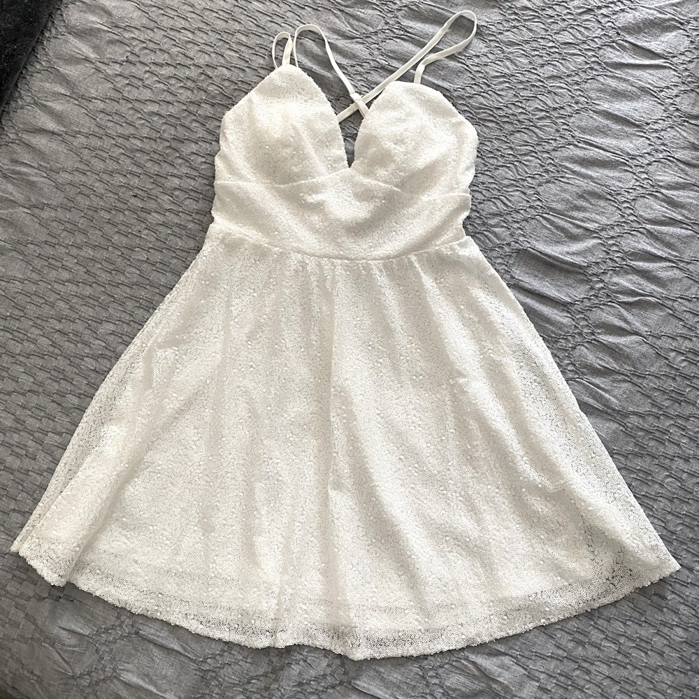 White sequined skater dress.